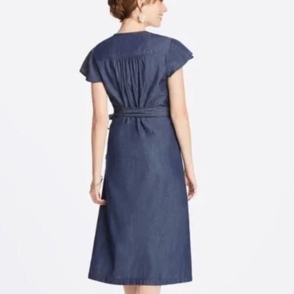Draper James Dark Chambray Wrap Midi Dress - 6 - Picture 13 of 13
